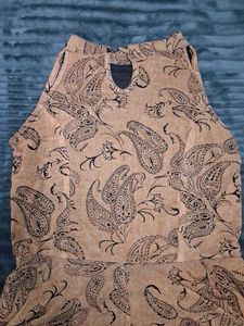 Peach Paisley Print Fit &amp; Flare Dress