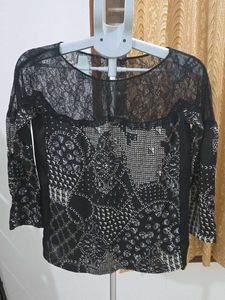 Zara Basic Chic Black Lace Top