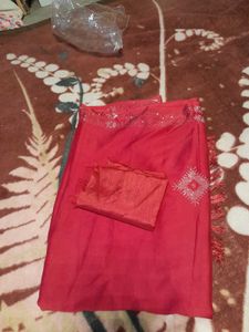 Stunning Red Embellished Saree