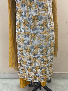 Yellow Floral Kurta Set with Dupatta
