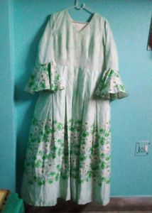 Elegant Floral Print Maxi Dress flare sleeves