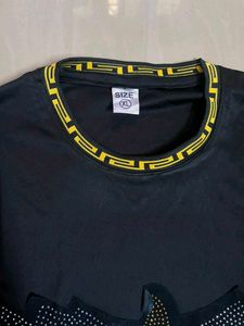 Black T-Shirt with Eagle Embellishment