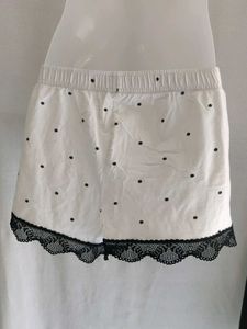 White Polka Dot Pajama Shorts with Lace Trim