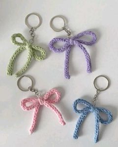 Crochet Bow Keychain - Cute & Colorful