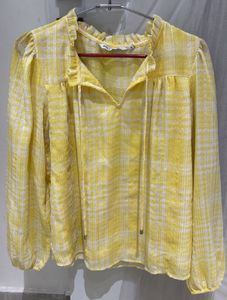 Vibrant Yellow Plaid Blouse