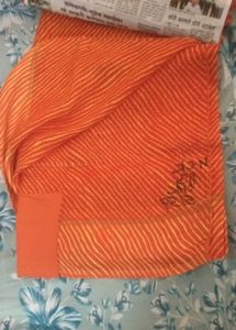 Orange Striped Leheria Georgette Saree
