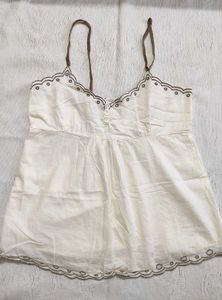 Cream Camisole with Brown Trim