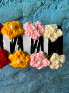Crochet Flower Hair Clips 🌸🎀