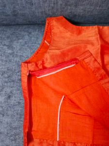 Orange raw silk  choli cut never used Blouse