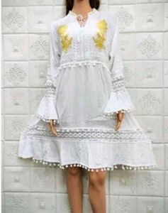 Embroidered White Rayon tumic