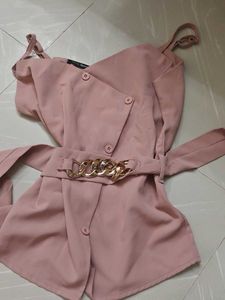 Chic Pink top with Chain Belt