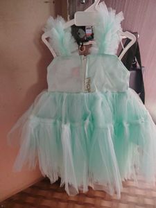 Mint Green Tulle Dress with Flowers