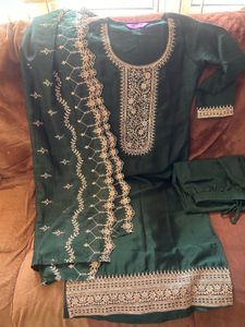 Libas Emerald Green Kurta Set with Dupatta