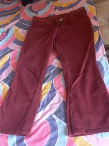 Red Corduroy Flare Pants