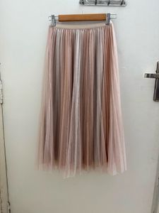 Tulle Sparkly Pleated Midi Skirt