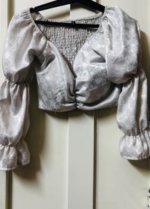 Padded Ruched Off-Shoulder Crop Top