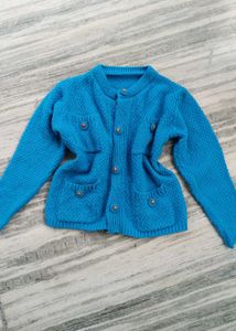 Blue Knit tweed Cardigan jacket with Button D