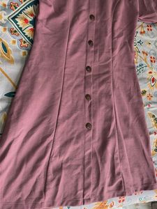 Chic Pink Button-Up Puff Sleeve Dress