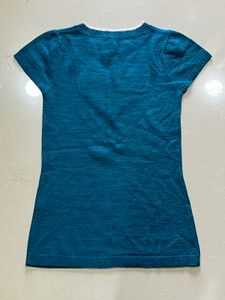 Blue Knit Top with White Heart