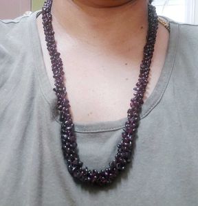 Heavy Garnet Necklace   pure silver clasp