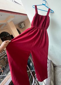 Chic stylish Maroon Smocked Jumpsuit