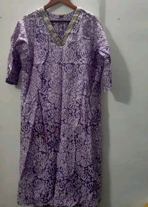 Beautiful pure silk Purple Printed Kurta