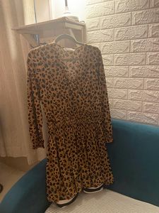 Beige &amp; Black Animal Print Wrap Dress