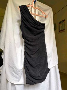 H&M Shimmary One-Shoulder Ruched Dress