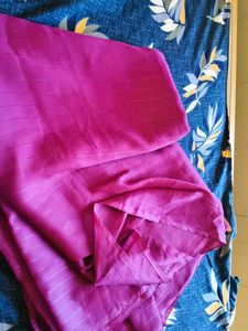 Vibrant Pink Saree with Silver Stripes