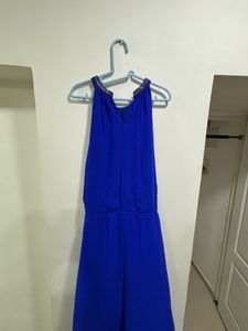 Long Blue Party Wear Festive Gown Dress