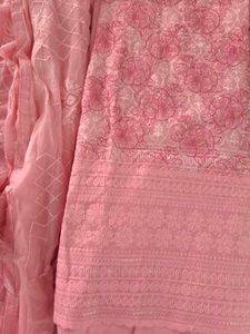 Pink Floral Kurta Suit Material