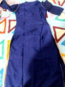 Vintage Blue Embroidered Kurti