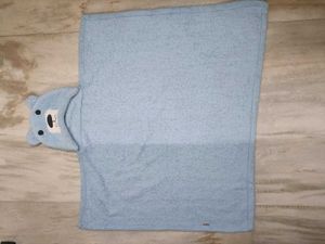 Cute Blue Bear Baby Hooded Towel cum wrapper