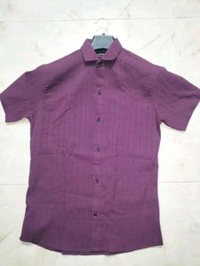 Stylish Men's Purple Striped Short Sleeve Shirt