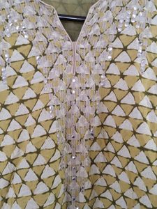 Embellished Geometric Print green  Kurti