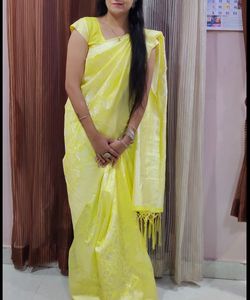 Vibrant Yellow Banarasi Silk Saree