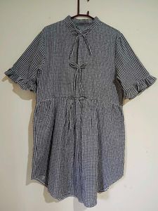 Cute Gingham Mini Shirt Dress
