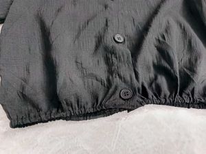 Black Square Neck Puff Sleeve Top