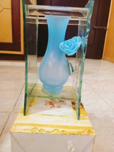 Decorative Blue Floral Glass Vase