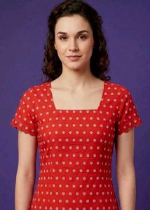 Cute Red Floral Kurti (Handmade)