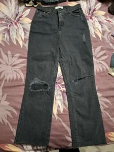 Charcoal High-Rise Straight Jean
