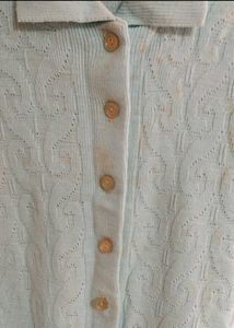Light Blue Collared Knit Cardigan Sweater