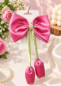 Cute Pink Bow Hair Clip with Tassel