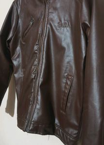 Unisex Brown Solid Leather Jacket🧥