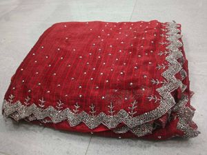 Elegant Red Embellished Saree