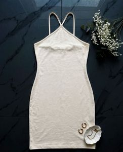 Cream Halter Neck Bodycon Mini Dress