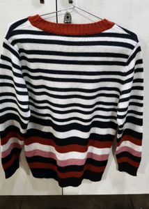 Striped V-Neck Knit Sweater