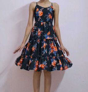 Black floral midi dress