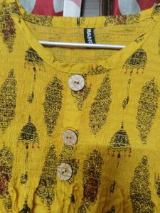 Yellow Printed Kurti