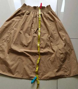 Tan Skirt with Smocked Waist